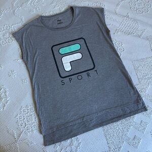 Fila Sport women’s size Large gray sleeveless graphic muscle tee tank top